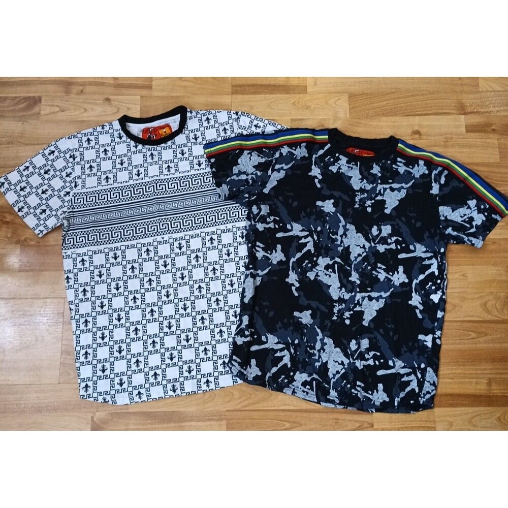 2 ROLLING PAPERS Brand Shirts -Black Camo W/ Rainbow  & White w/ Blk Design Sz M